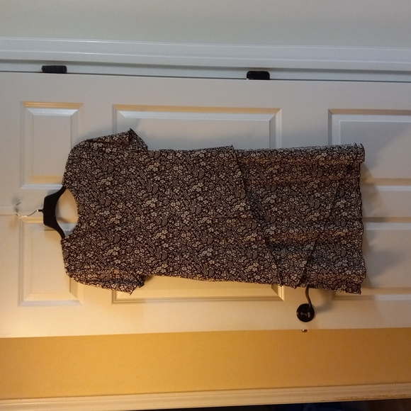 Connected Apparel Brown and White Short Sleeve Dress Size 16 - Picture 2 of 3